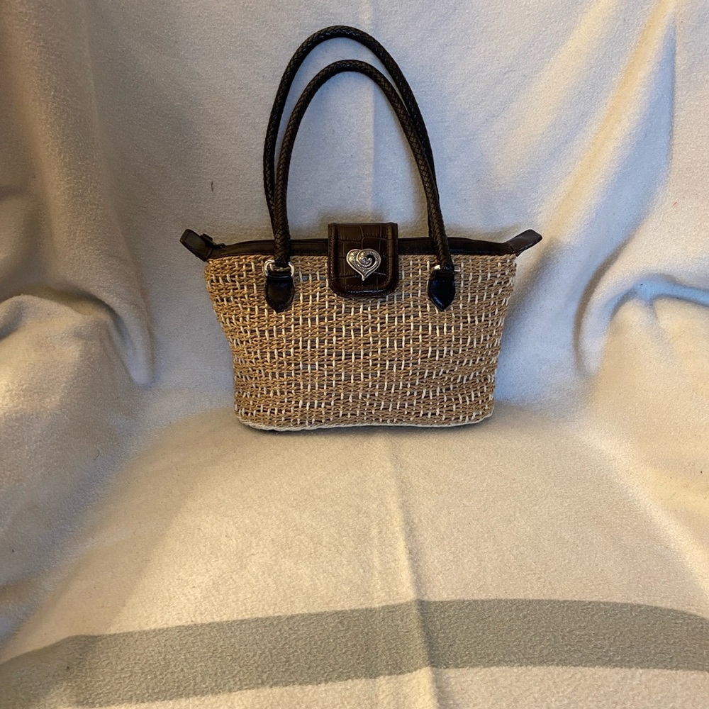 Stylish Vintage Brighton Tan and Brown Woven Women's Handbag